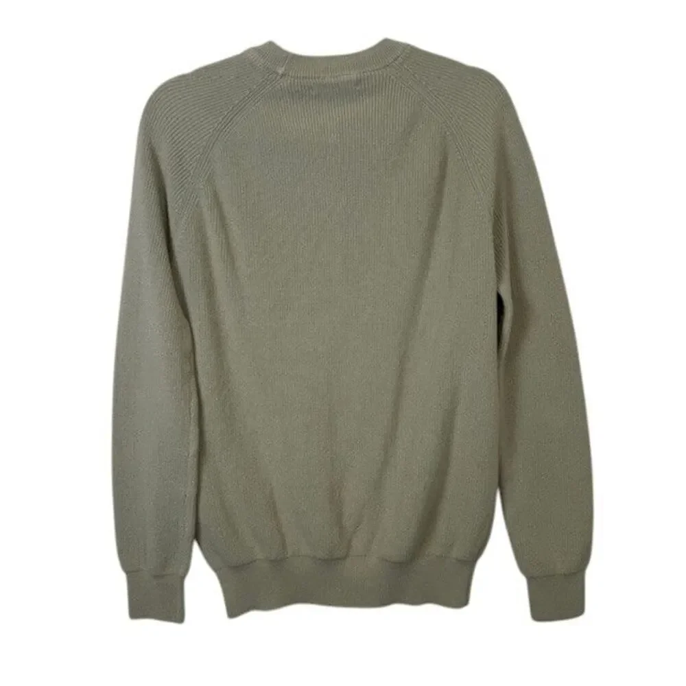 ZARA Men's Rib Knit Raglan Sweater Sage Green Crew‎ Neck Size Medium